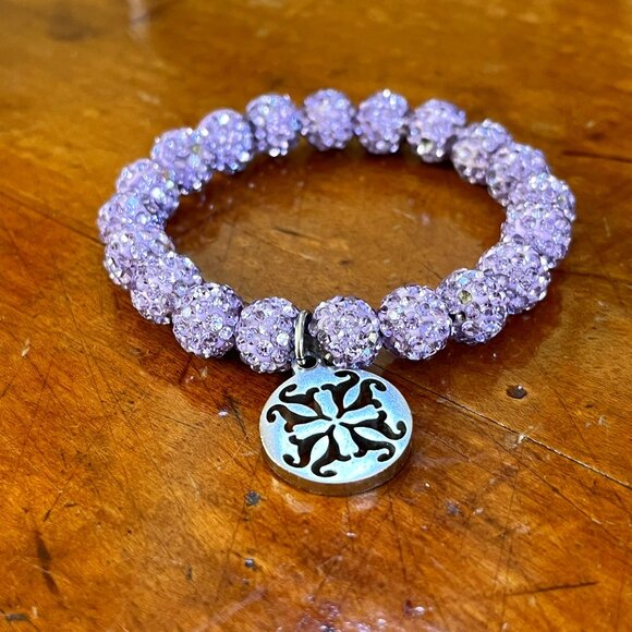 Rustic Cuff Emerson Lavender Pave Rhinestone Stretch Bracelet - Picture 2 of 3